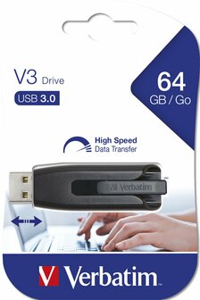 Verbatim V3 - USB-Stick 3.0 64 GB - Zwart