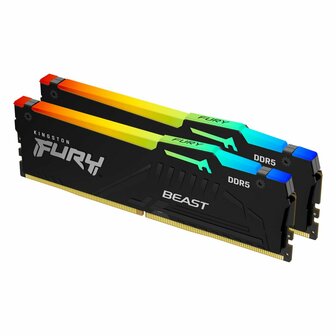 Kingston Fury Beast RGB | 16GB 2x8GB DDR5 | 5200MHz | DIMM | CL40 | Geheugenmodule | RAM