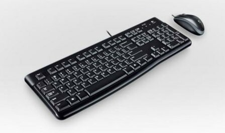 Logitech Desktop MK120 toetsenbord Inclusief muis USB AZERTY Frans Zwart