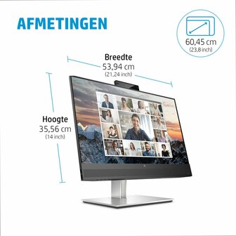 HP E24m G4 60,5 cm (23.8&quot;) 1920 x 1080 Pixels Full HD Zwart, Zilver