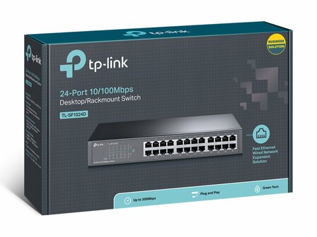 TP-LINK TL-SF1024D netwerk-switch Fast Ethernet (10/100) Zwart RETURNED