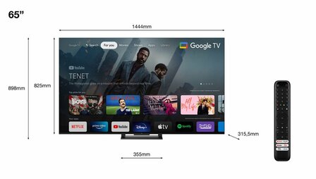 TCL C74 Series 65C749 tv 165,1 cm (65&quot;) 4K Ultra HD Smart TV Wifi Zwart 1000 cd/m&sup2;