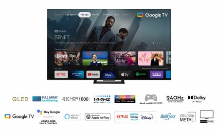 TCL C74 Series 65C749 tv 165,1 cm (65&quot;) 4K Ultra HD Smart TV Wifi Zwart 1000 cd/m&sup2;