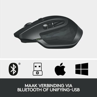 Logitech MX Master 2S Wireless Mouse muis Rechtshandig RF-draadloos + Bluetooth Laser 4000 DPI