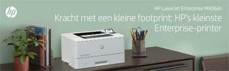 HP LaserJet Enterprise M406dn, Zwart-wit, Printer voor Bedrijf, Print, Compact formaat; Optimale beveiliging; Dubbelzijdig printen; Energiezuinig; Printen via USB-poort aan voorzijde