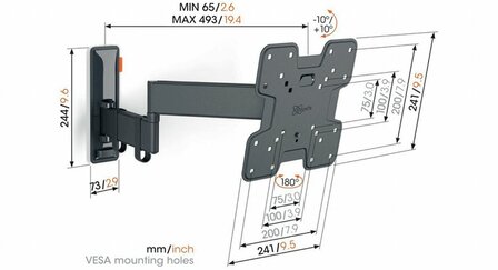 Vogels TVM 3245 Zwart TV-Muurbeugel