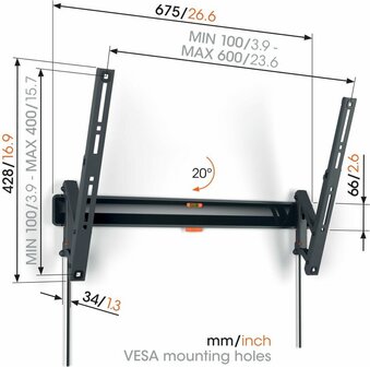 Vogels TVM 3615 BLACK TV-Muurbeugel