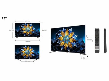 TCL 75C655 QLED TV | 75&#039;&#039; Ultra HD 4K | Wi-Fi | Smart TV | Google TV | HDR10+ | 60Hz