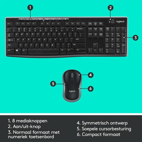 Logitech Wireless Combo MK270 toetsenbord Inclusief muis USB QWERTZ Duits Zwart