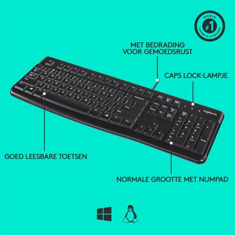 Logitech K120 toetsenbord USB QWERTY Internationaal Noordzee Zwart