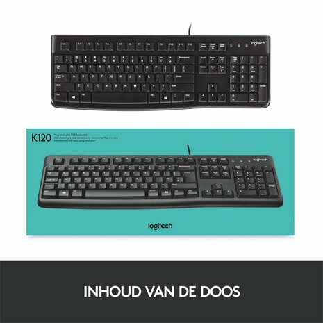 Logitech K120 toetsenbord USB QWERTY Internationaal Noordzee Zwart