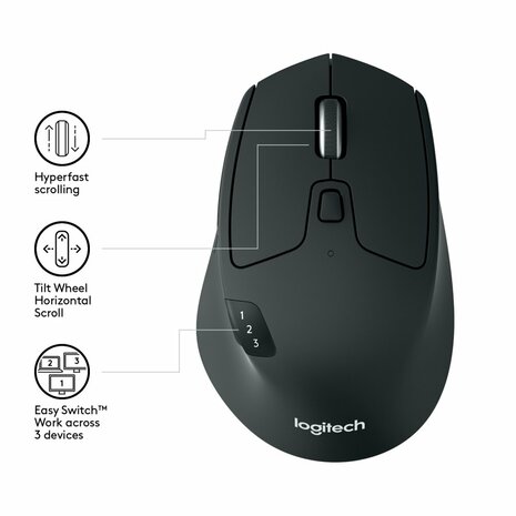 Logitech M720 muis Rechtshandig RF draadloos + Bluetooth Optisch 1000 DPI