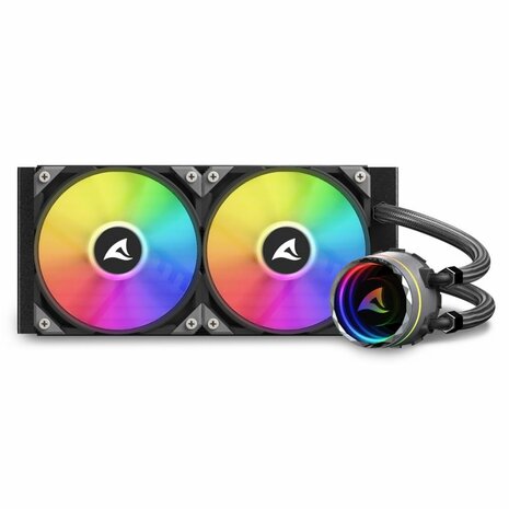 Sharkoon S80 RGB Computer behuizing, Processor Alles-in-één vloeistofkoeler 12 cm Zwart 1 stuk(s)