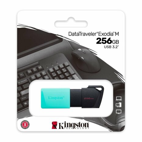 Kingston Technology DataTraveler Exodia M USB flash drive 256 GB USB Type-A 3.2 Gen 1 (3.1 Gen 1) Zwart, Turkoois