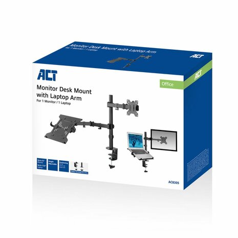 ACT AC8305 notebookstandaard Notebook & monitorarm Zwart 39,6 cm (15.6") RETURNED