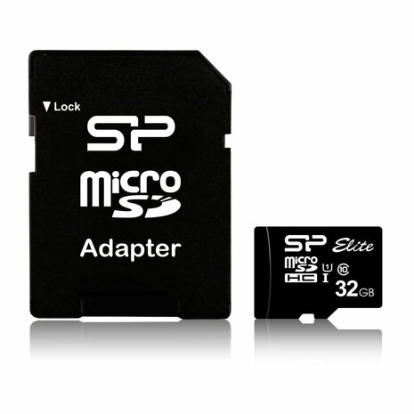 Silicon Power 32GB Elite MicroSDHC Class10 UHS-1 tot 85Mb/s incl. SD-adapter Zwart