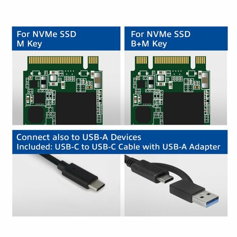 ACT USB-C M.2 NVMe / PCIe SSD Behuizing, tool-free