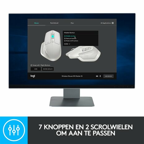 Logitech MX Master 2S Wireless Mouse muis Rechtshandig RF-draadloos + Bluetooth Laser 4000 DPI