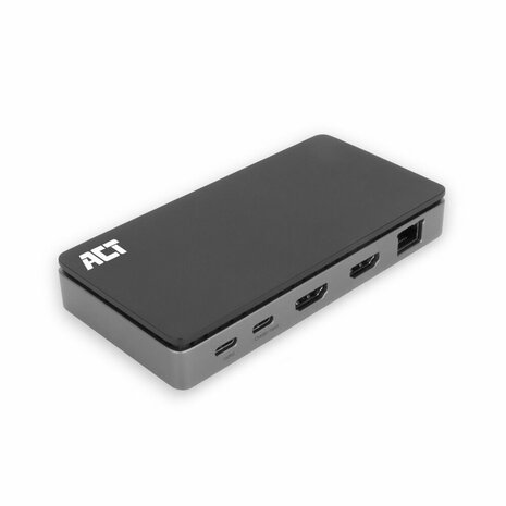 ACT USB-C 4K MST dockingstation voor 2 HDMI-monitoren, Ethernet, USB-C, 3x USB-A, PD passthrough en 1 meter lange afneembare USB-C-kabel