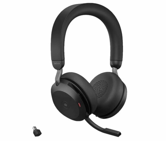 Jabra Evolve2 75 | Draadloze Headset USB-C Adapter | MS Teams | Zwart