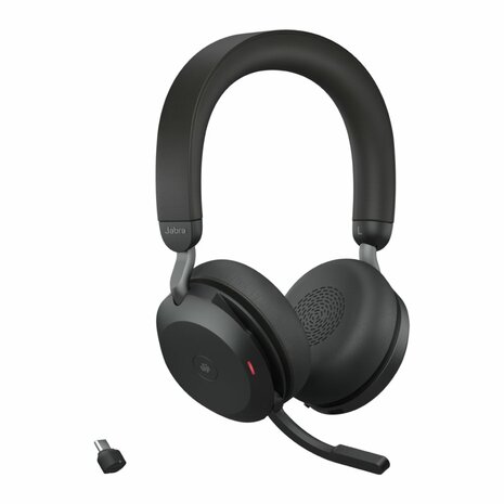 Jabra Evolve2 75 | Draadloze Headset USB-C Adapter | MS Teams | Zwart