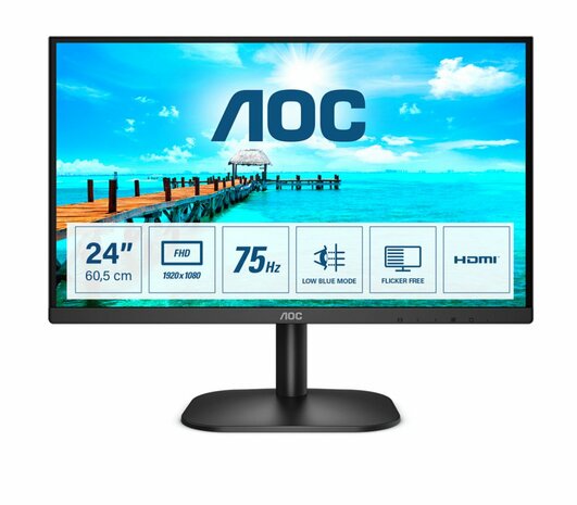 MON AOC 23.8 F-HD / VGA / DVI / VESA / Black RENEWED