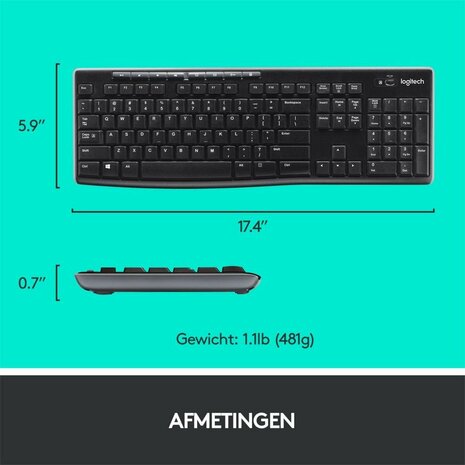 Logitech Wireless Combo MK270 QWERTZ USB Keyboard + Mouse Zwart OPEN BOX