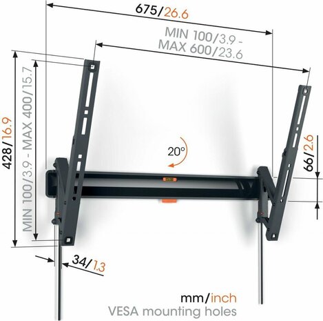 Vogels TVM 3615 BLACK TV-Muurbeugel