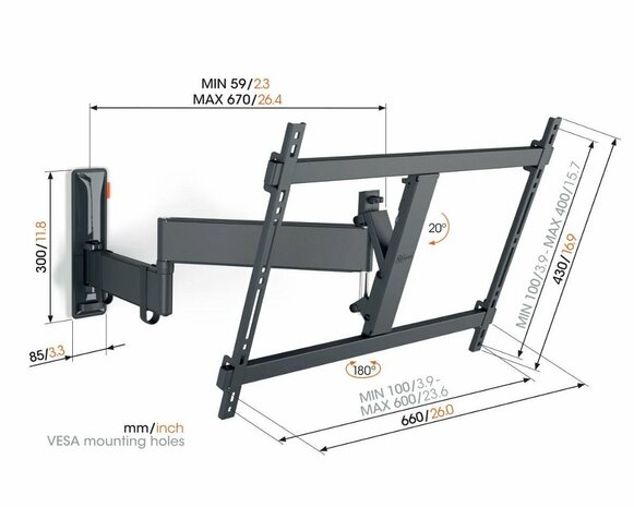 Vogels TVM 3645 BLACK TV-Muurbeugel