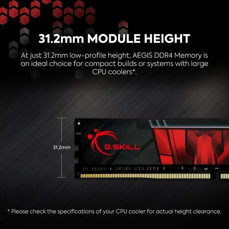 G.Skill Aegis | 1x16GB DDR4 | 3200MHz | DIMM | CL16 | Geheugenmodule | RAM